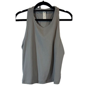 NEW Yogalicious Athletic Racerback Light Gray (Stone)Tank Top L $38 Athletic A47